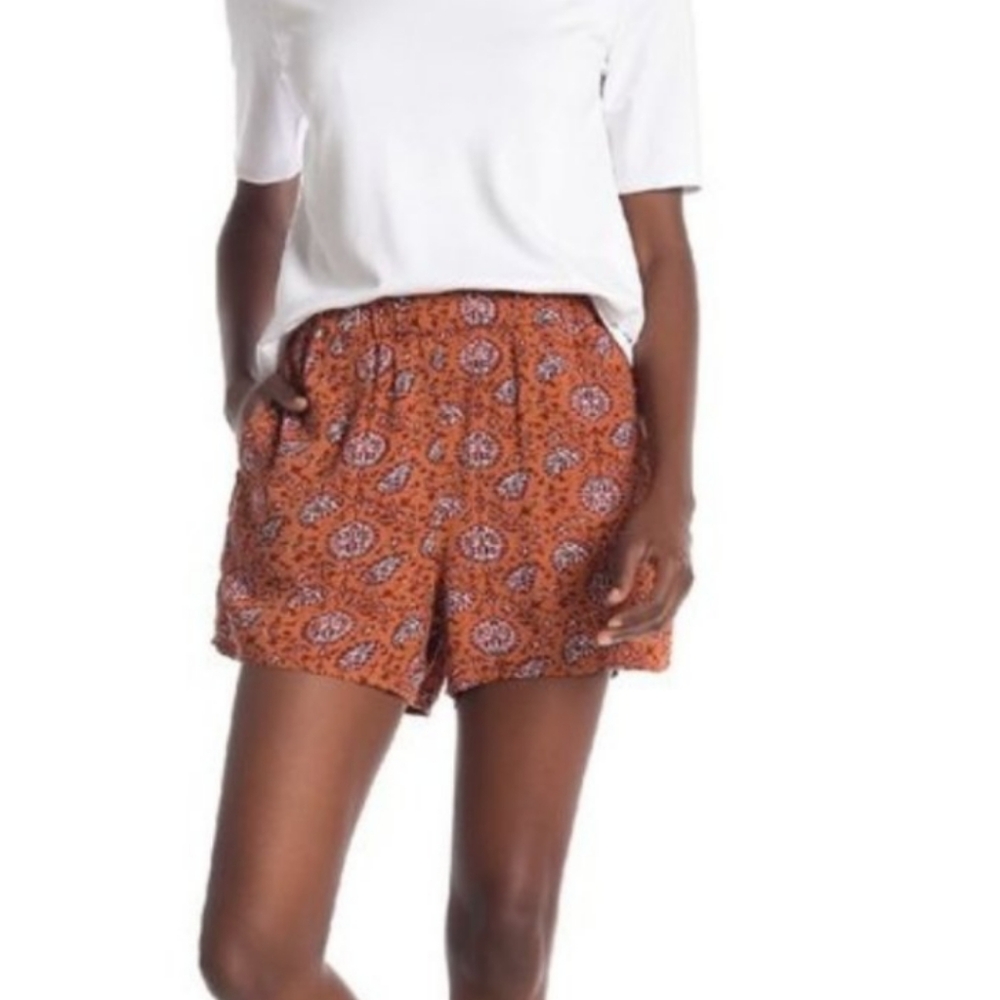 Madewell Drapey Shorts Paisley Brown Sz.L